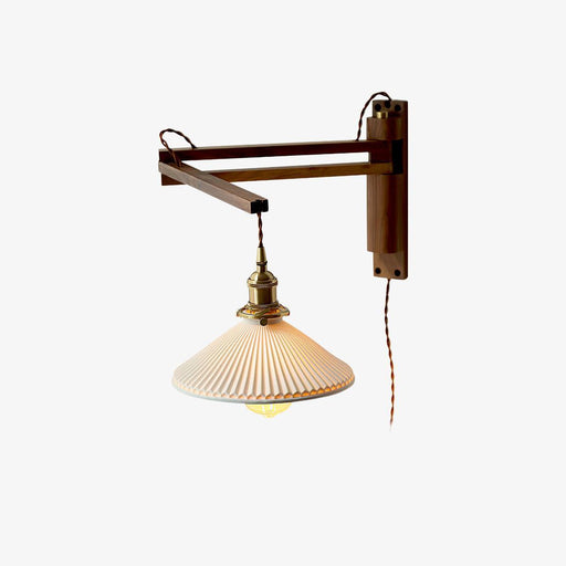 Walnut Swing Arm Wall Lamp-DWHOME
