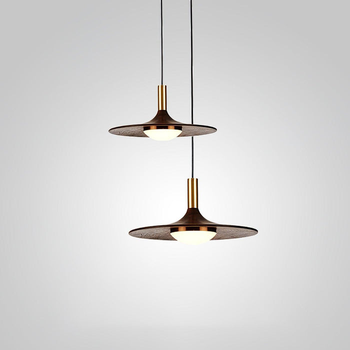 Walnut Wood Dish Pendant Light-DWHOME