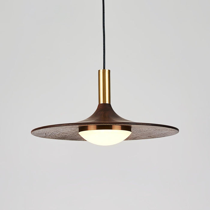 Walnut Wood Dish Pendant Light-DWHOME