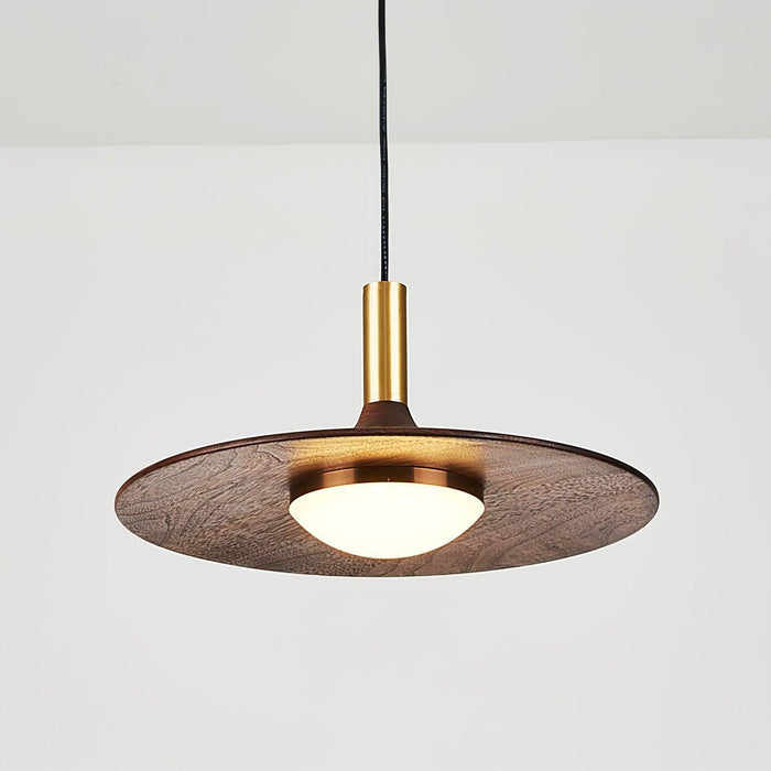 Walnut Wood Dish Pendant Light-DWHOME