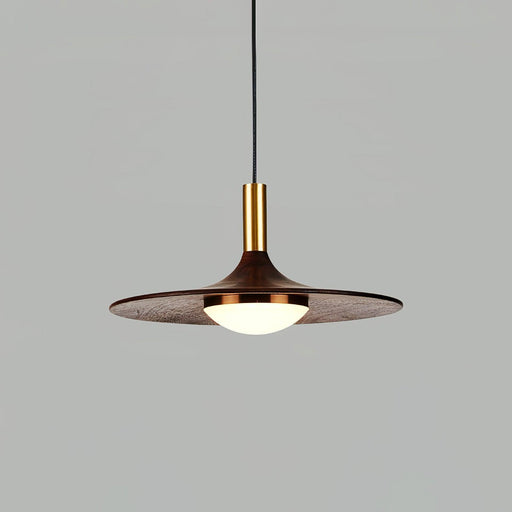 Walnut Wood Dish Pendant Light-DWHOME
