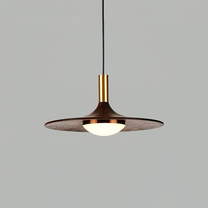 Walnut Wood Dish Pendant Light-DWHOME