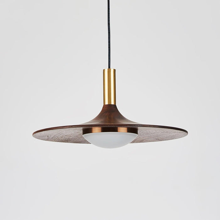 Walnut Wood Dish Pendant Light-DWHOME