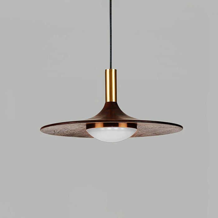 Walnut Wood Dish Pendant Light-DWHOME
