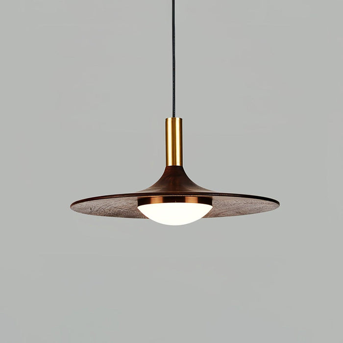 Walnut Wood Dish Pendant Light-DWHOME