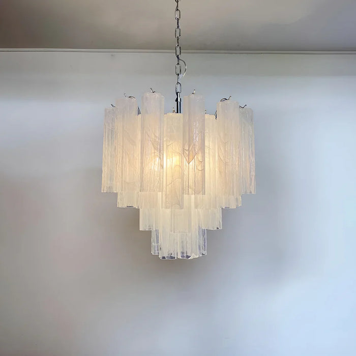 White Murano Glass Tube Chandelier