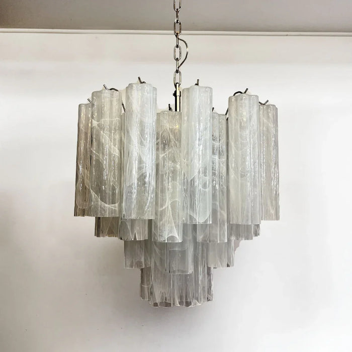 White Murano Glass Tube Chandelier
