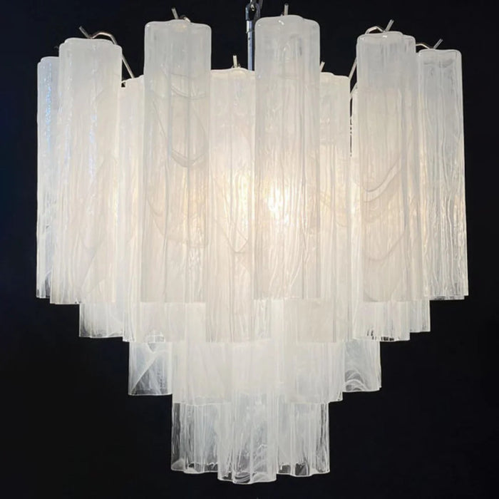 White Murano Glass Tube Chandelier