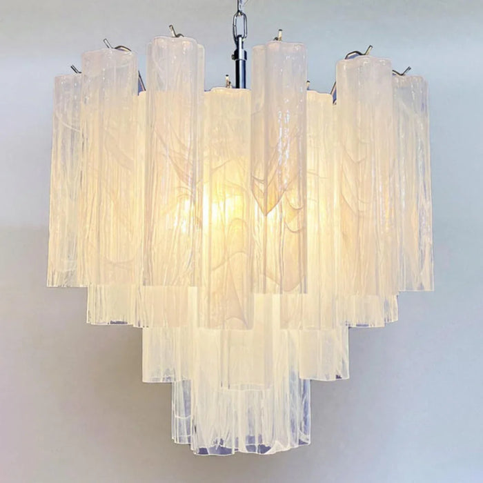 White Murano Glass Tube Chandelier