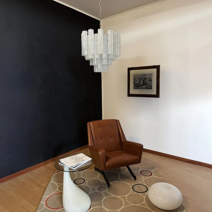 White Murano Glass Tube Chandelier