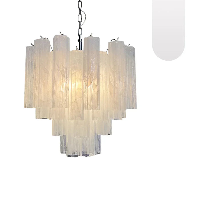White Murano Glass Tube Chandelier