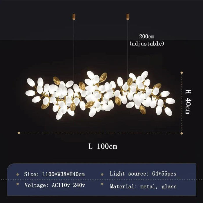 White and Gold Leaf Chandelier for Living Room - DWHOME