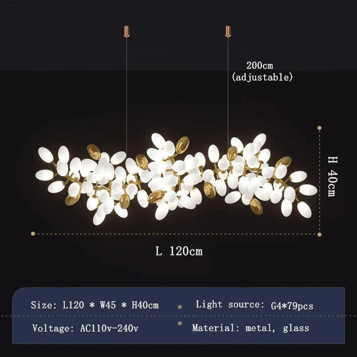 White and Gold Leaf Chandelier for Living Room - DWHOME