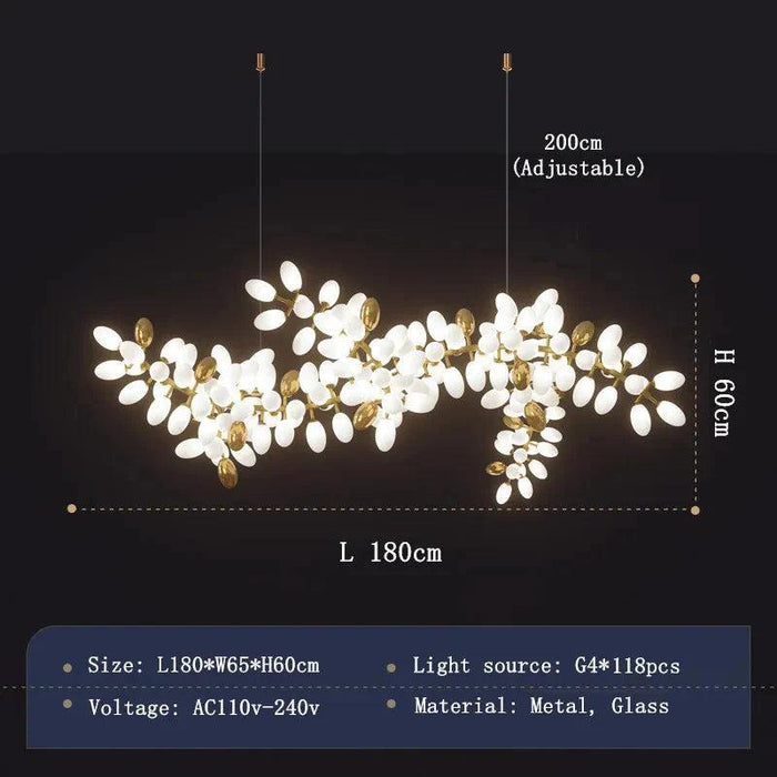 White and Gold Leaf Chandelier for Living Room - DWHOME