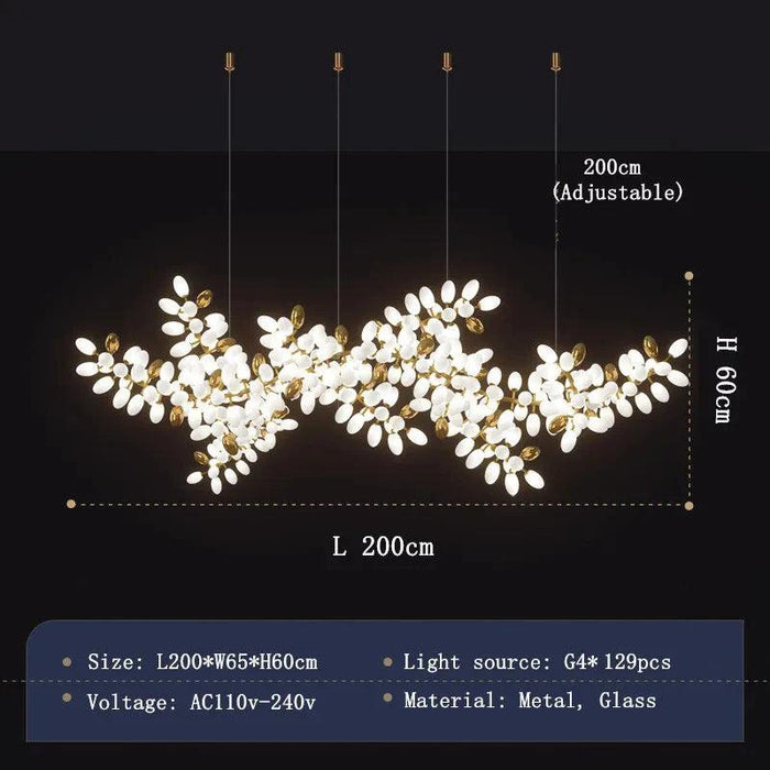 White and Gold Leaf Chandelier for Living Room - DWHOME