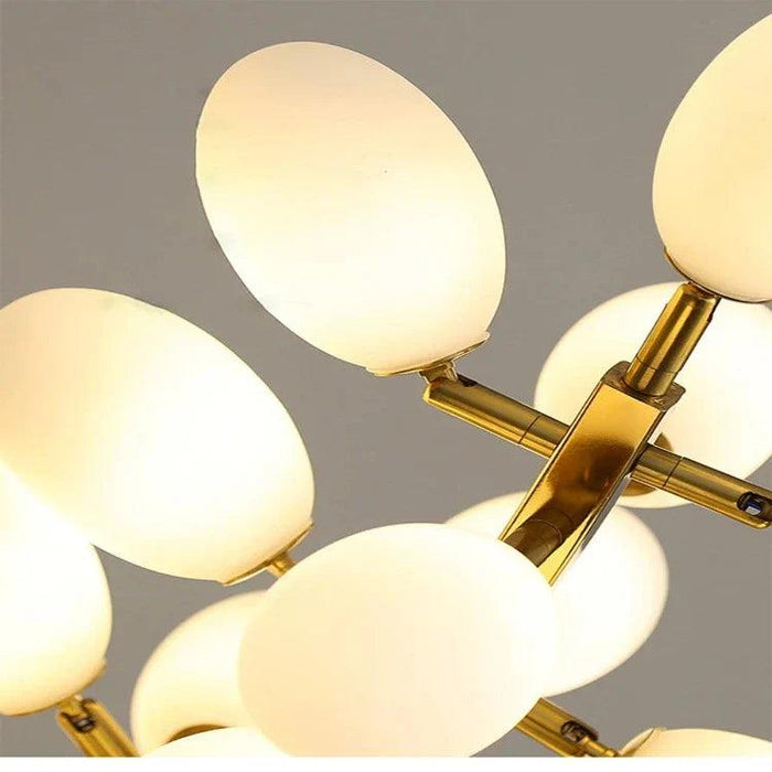 White and Gold Leaf Chandelier for Living Room - DWHOME
