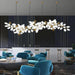 White and Gold Leaf Chandelier for Living Room - DWHOME