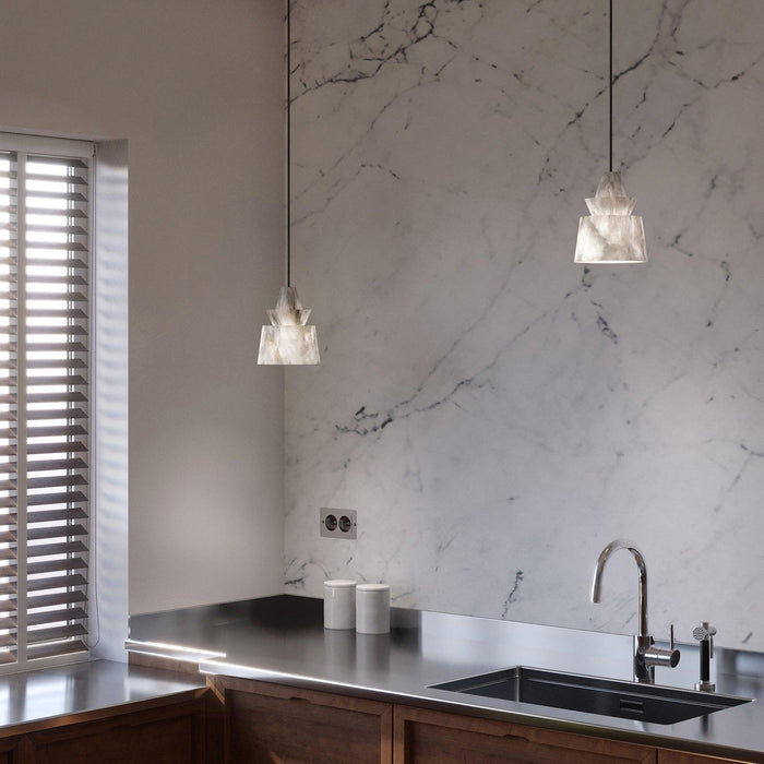 White Alabaster Pendant Light-DWHOME