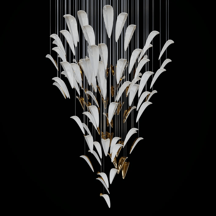 White Feather Art Deco Customize Chandelier - Vakkerlight