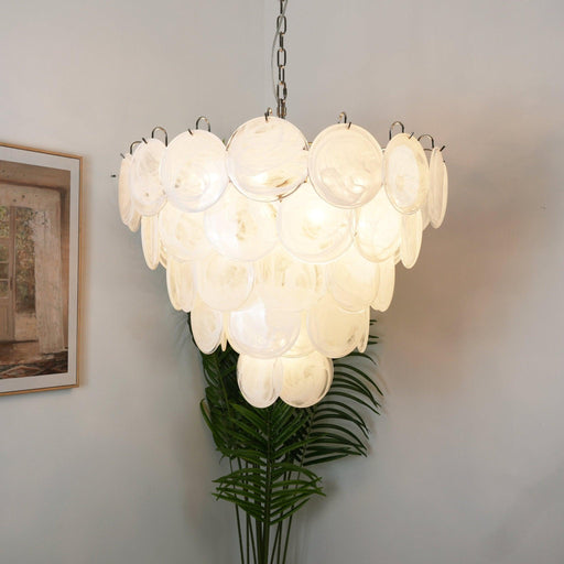 White Murano Disc Chandelier-DWHOME