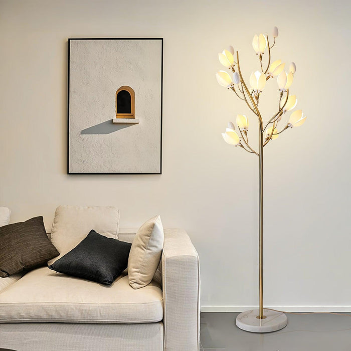 Porcelain Magnolia Floor Lamp-DWHOME