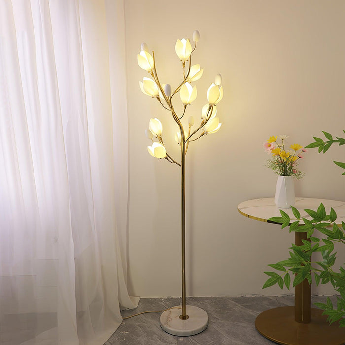 Porcelain Magnolia Floor Lamp-DWHOME