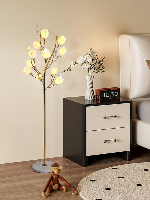 Porcelain Magnolia Floor Lamp-DWHOME