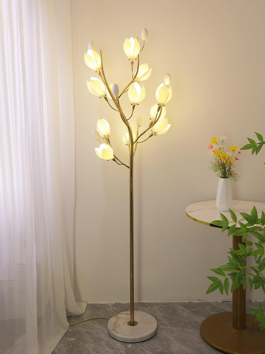 Porcelain Magnolia Floor Lamp-DWHOME