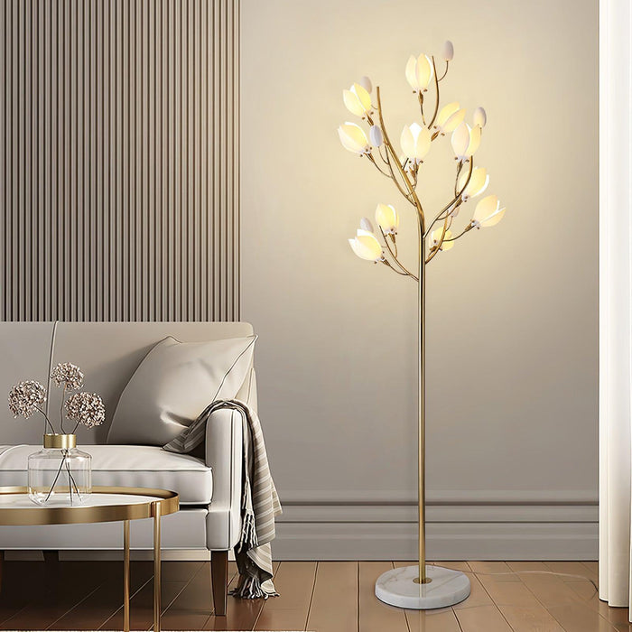 Porcelain Magnolia Floor Lamp-DWHOME