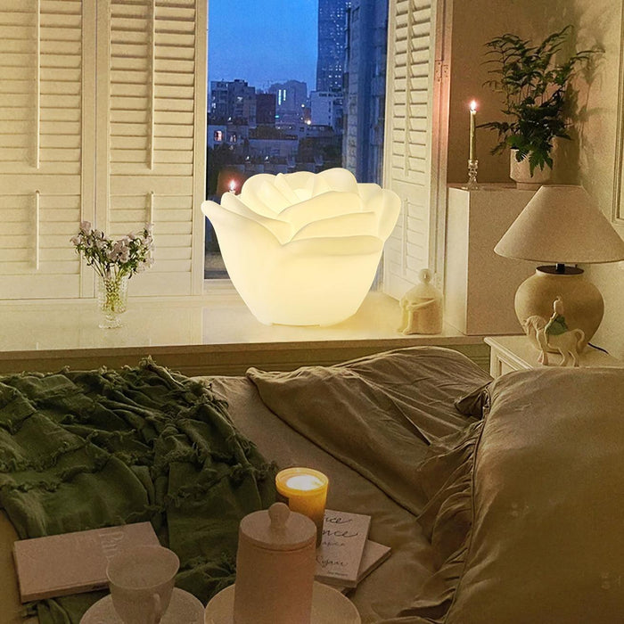 White Rose Shaped LED Table Lamp - DWHOME