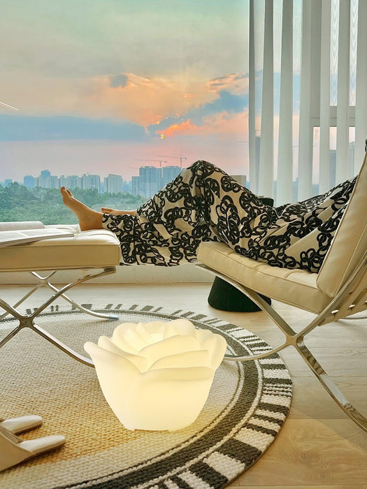 White Rose Shaped LED Table Lamp - DWHOME