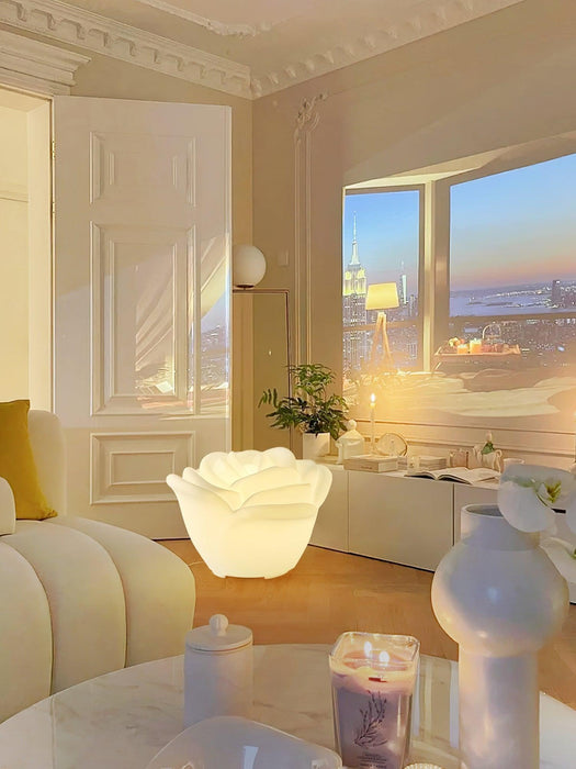 White Rose Shaped LED Table Lamp - DWHOME