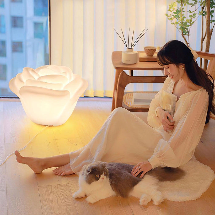 White Rose Shaped LED Table Lamp - DWHOME