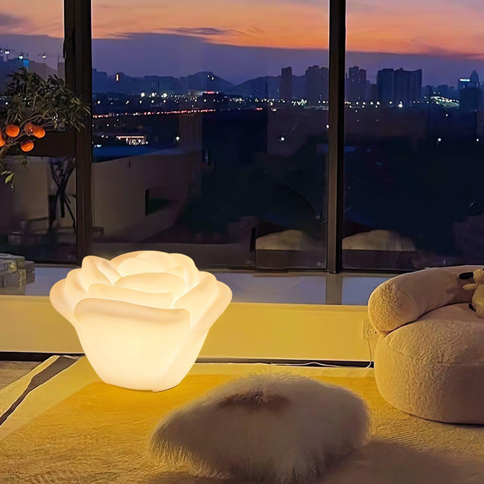 White Rose Shaped LED Table Lamp - DWHOME
