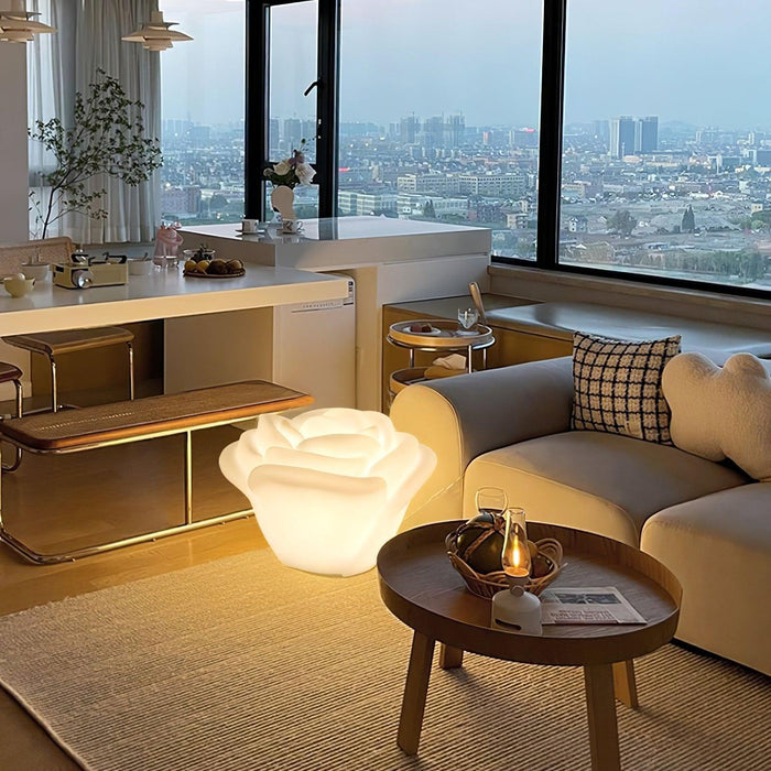 White Rose Shaped LED Table Lamp - DWHOME