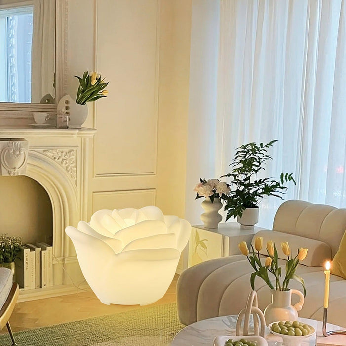 White Rose Shaped LED Table Lamp - DWHOME