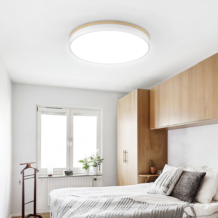 White Round Wooden Ceiling Lamp-DWHOME