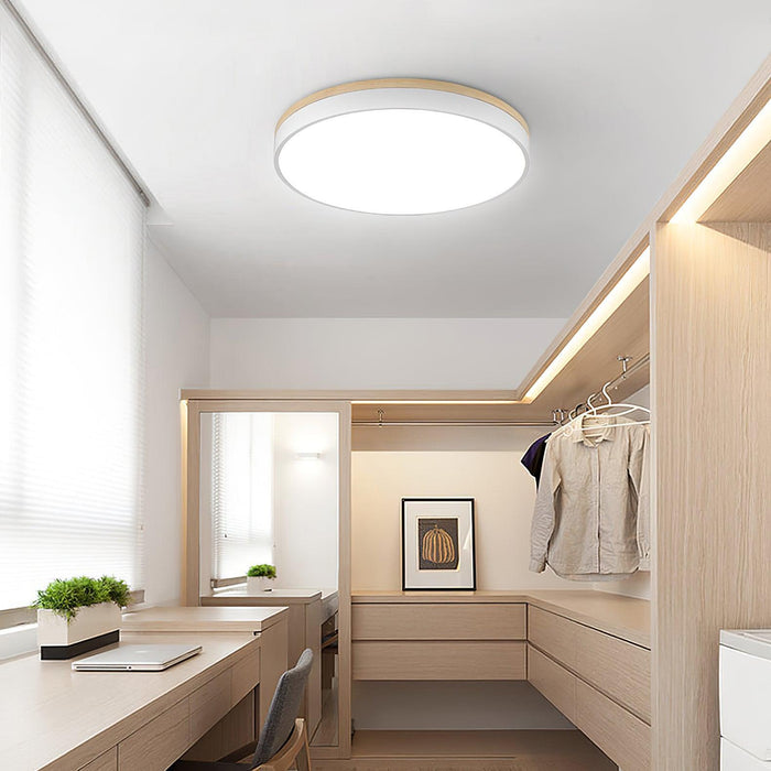 White Round Wooden Ceiling Lamp-DWHOME