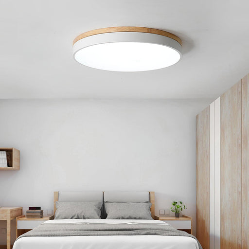 White Round Wooden Ceiling Lamp-DWHOME
