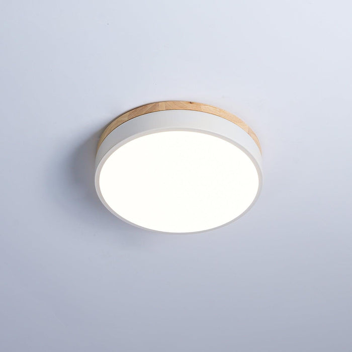 White Round Wooden Ceiling Lamp-DWHOME