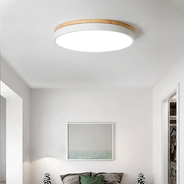White Round Wooden Ceiling Lamp-DWHOME