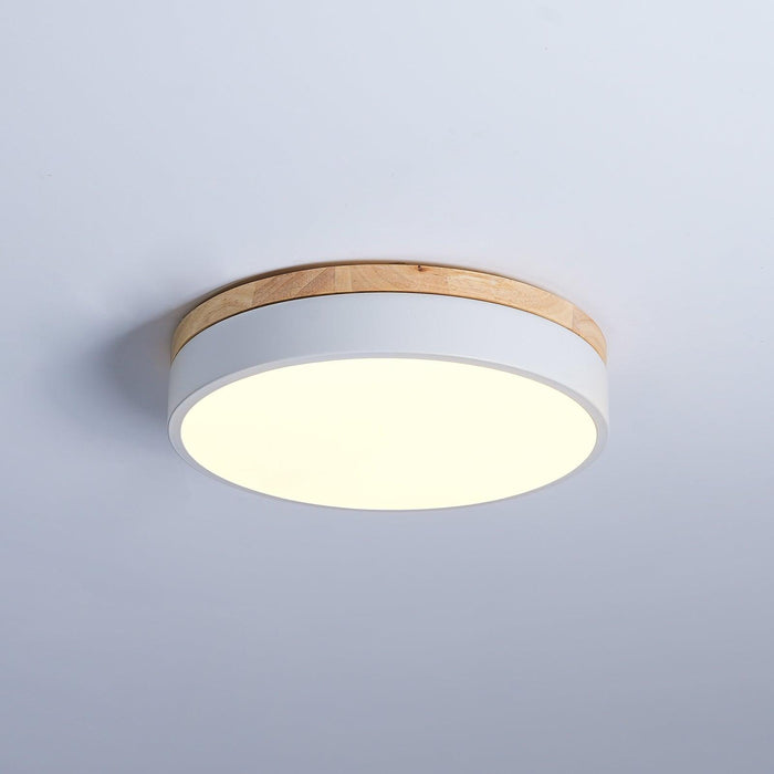 White Round Wooden Ceiling Lamp-DWHOME