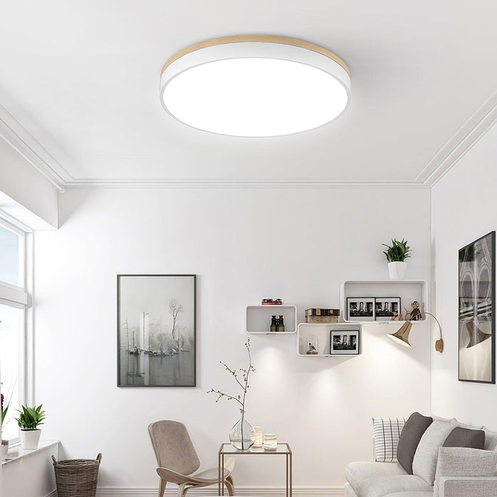 White Round Wooden Ceiling Lamp-DWHOME