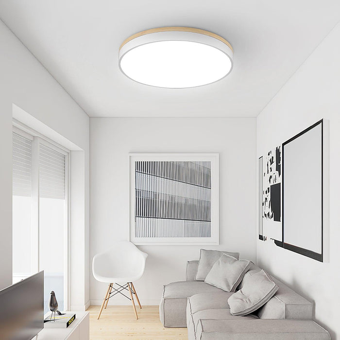 White Round Wooden Ceiling Lamp-DWHOME