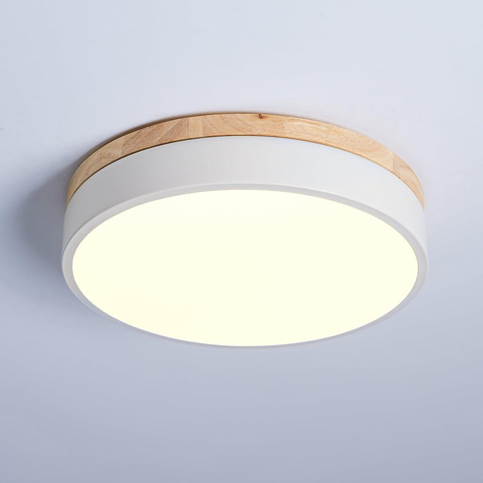 White Round Wooden Ceiling Lamp-DWHOME