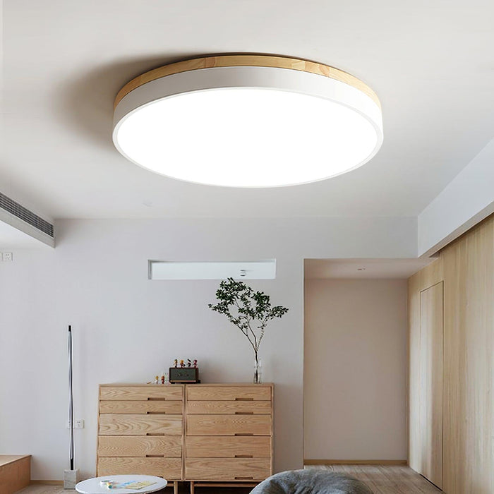 White Round Wooden Ceiling Lamp-DWHOME