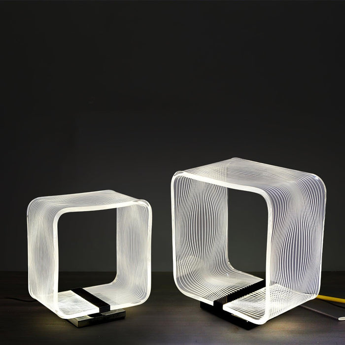 Wire Cube Table Lamp-DWHOME