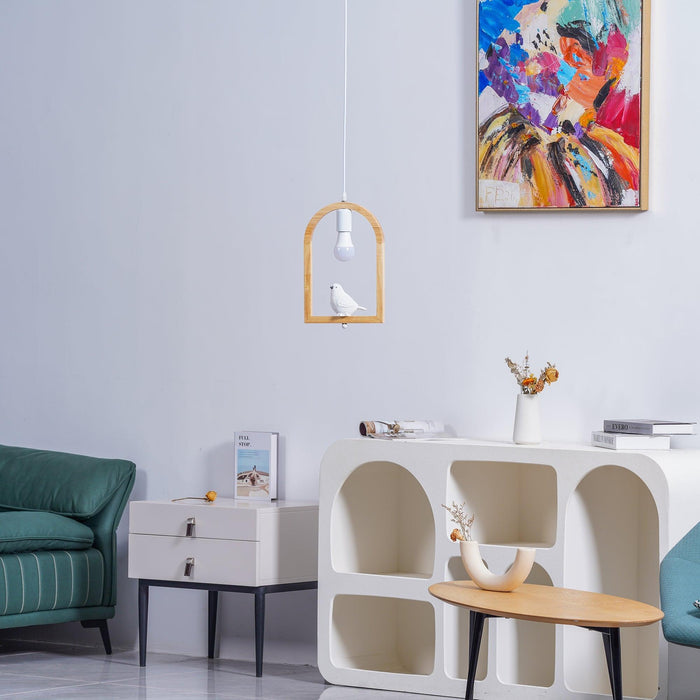 Wood Bird Resin Pendant Light - DWHOME