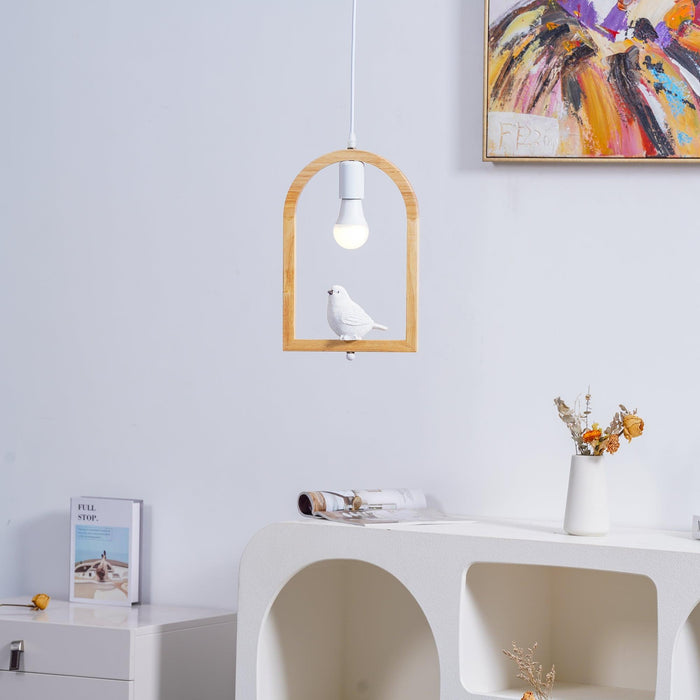 Wood Bird Resin Pendant Light - DWHOME
