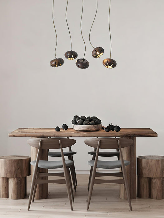 Wood Pumpkin Cluster Chandelier-DWHOME